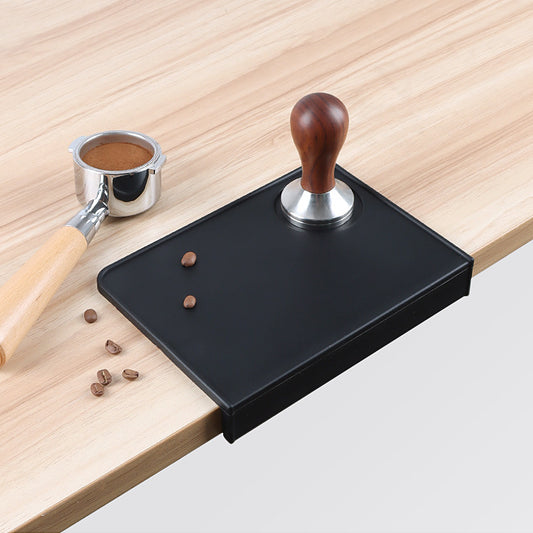 Black silicone corner espresso tamp mat