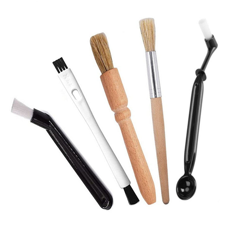 Coffee brush for grinder and espresso bench cleaning